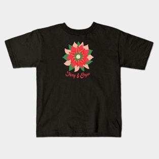 Merry & Bright Holiday Flower Kids T-Shirt